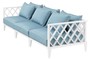 Casa Padrino Luxus Wohnzimmer Sofa mit Kissen Wei� / Hellblau 275,5 x 93 x H. 69 cm - Wohnzimmerm�bel