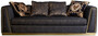 Casa Padrino Luxus Wohnzimmer Sofa mit dekorativen Kissen Schwarz / Gold 238 x 97 x H. 72 cm - Luxus M�bel