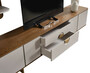 Casa Padrino Luxus Wohnzimmer TV Schrank Set Hellgrau / Braun / Messing - 1 TV Schrank & 1 Wandregal - Wohnzimmer M�bel - Massivholz M�bel - Luxus M�bel - Luxus Einrichtung