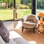 Casa Padrino Luxus Wohnzimmer & Hotel Sessel Beige / Schwarz 88 cm - Luxus M�bel