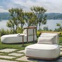 Casa Padrino Luxus Garten Sessel Wei� / Braun / Silber 108 cm - Outdoor Sessel - Hotel Sessel- Outdoor Hotel M�bel - Made in Italy
