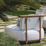 Casa Padrino Luxus Garten Sessel Wei� / Braun / Silber 108 cm - Outdoor Sessel - Hotel Sessel- Outdoor Hotel M�bel - Made in Italy