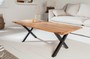 Casa Padrino Massivholz Couchtisch mit Metallbeinen Naturfarben / Schwarz 118 x 60 x H. 40 cm - Rechteckiger Wohnzimmertisch - Massivholz Wohnzimmer M�bel