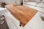 Casa Padrino Massivholz Couchtisch mit Metallbeinen Naturfarben / Schwarz 118 x 60 x H. 40 cm - Rechteckiger Wohnzimmertisch - Massivholz Wohnzimmer M�bel