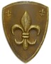 Casa Padrino Metall Ritterschild Franz�sische Lilie Rostfarben / Antik Gold 54 x H. 71 cm - Mittelalter Deko  