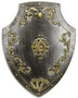 Casa Padrino Metall Ritterschild Silber / Antik Gold 55 x H. 71 cm - Mittelalter Deko - Wanddeko 