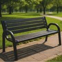 Casa Padrino Parkbank Schwarz 150 cm - Stadtbank - Gartenbank mit R�ckenlehne und Armlehnen - Outdoor Sitzbank