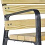 Casa Padrino Parkbank mit R�ckenlehne und Armlehnen Naturfarben / Schwarz 180 cm - Stadtbank - Gartenbank - Outdoor Sitzbank