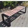Casa Padrino Parkbank Naturfarben / Braun / Schwarz 192 cm - Stadtbank - Gartenbank - Outdoor Sitzbank - Outdoor M�bel - Stadt M�bel