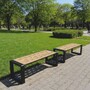 Casa Padrino Parkbank Naturfarben / Braun / Schwarz 192 cm - Stadtbank - Gartenbank - Outdoor Sitzbank - Outdoor M�bel - Stadt M�bel