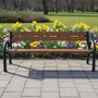 Casa Padrino Parkbank Braun / Schwarz 200 cm - Stadtbank - Gartenbank mit R�ckenlehne und Armlehnen - Outdoor Sitzbank 