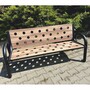 Casa Padrino Parkbank mit R�ckenlehne und Armlehnen Naturfarben / Braun / Schwarz 192 cm - Stadtbank - Gartenbank - Outdoor Sitzbank