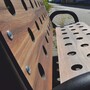 Casa Padrino Parkbank mit R�ckenlehne und Armlehnen Naturfarben / Braun / Schwarz 192 cm - Stadtbank - Gartenbank - Outdoor Sitzbank