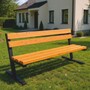 Casa Padrino Parkbank mit R�ckenlehne Naturfarben / Schwarz 200 cm - Stadtbank - Gartenbank - Outdoor Sitzbank