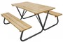 Casa Padrino Picknicktisch mit integrierten Sitzb�nken Naturfarben / Grau 180 cm - Picknick M�bel 