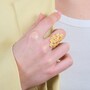 Casa Padrino Ring Blumen aus Vergoldetem Silber