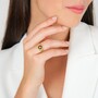 Casa Padrino Ring Caramujo Gr�n und Rot aus Vergoldetem Silber