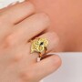 Casa Padrino Ring Herz von Viana Blau aus Vergoldetem Silber