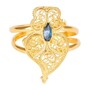 Casa Padrino Ring Herz von Viana Blau aus Vergoldetem Silber