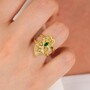 Casa Padrino Ring Herz von Viana Gr�n aus Vergoldetem Silber