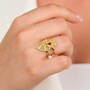 Casa Padrino Ring Herz von Viana Rot aus Vergoldetem Silber