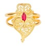 Casa Padrino Ring Herz von Viana Rot aus Vergoldetem Silber