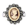 Casa Padrino Ring Kamee aus Silber und Gold mit Markasit