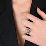 Casa Padrino Ring Navete aus Silber und Gold mit Markasit