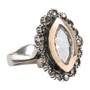 Casa Padrino Ring Navete aus Silber und Gold mit Markasit