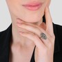 Casa Padrino Ring Pinienzapfen Oval aus Sterlingsilber mit Markasit