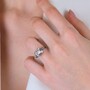 Casa Padrino Ring Solit�r Rechteckig Bergkristall aus Silber und Gold