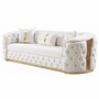 Casa Padrino Luxus Chesterfield Schlafsofa Wei� / Gold 230 cm - Wohnzimmer M�bel