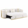 Casa Padrino Luxus Chesterfield Schlafsofa Wei� / Gold 230 cm - Wohnzimmer M�bel