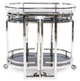Casa Padrino Servierwagen Silber / Schwarz 79 x 46 x H. 84 cm - Ovaler Metall Trolley mit Glasplatten - Hotel Restaurant Gastronomie Trolley - Hotel & Restaurant Accessoires 