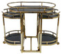 Casa Padrino Servierwagen Gold / Schwarz 79 x 46 x H. 84 cm - Ovaler Metall Trolley mit Glasplatten - Hotel Restaurant Gastronomie Trolley - Hotel & Restaurant Accessoires 