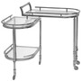 Casa Padrino Servierwagen Silber 75 x 40 x H. 75 cm - Ovaler Metall Trolley mit Glasplatten - Hotel Restaurant Gastronomie Trolley - Hotel & Restaurant Accessoires 