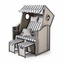 Casa Padrino Strandkorb mit Dach Grau / Wei� 114 x 72 x H. 160 cm