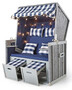 Casa Padrino Strandkorb Grau / Blau / Wei� 116 x 76 x H. 160 cm - Holz Strandkorb mit Dach und LED Beleuchtung - Garten M�bel - Pool M�bel - Outdoor M�bel