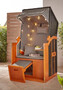 Casa Padrino Strandkorb Braun / Schwarz / Grau / Wei� 81 x 72 x H. 160 cm - Strandkorb mit Dach und LED Beleuchtung - Garten M�bel - Pool M�bel - Outdoor M�bel