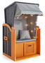 Casa Padrino Strandkorb Braun / Schwarz / Grau / Wei� 81 x 72 x H. 160 cm - Strandkorb mit Dach und LED Beleuchtung - Garten M�bel - Pool M�bel - Outdoor M�bel