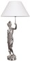 Casa Padrino Tischleuchte mit Bronzefigur Justitia Silber / Wei� 55 x 48 x H. 105 cm - Hotel & Restaurant Tischlampe