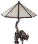 Casa Padrino Luxus Tischleuchte mit Bronzefigur Bison Bronze / Wei� 42 x 42 x H. 50 cm - Luxus Kollektion