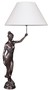 Casa Padrino Tischleuchte mit Bronzefigur Justitia Bronze / Wei� 55 x 48 x H. 105 cm - Hotel & Restaurant Tischlampe