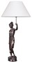 Casa Padrino Tischleuchte mit Bronzefigur Justitia Bronze / Wei� 55 x 48 x H. 105 cm - Hotel & Restaurant Tischlampe