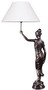Casa Padrino Tischleuchte mit Bronzefigur Justitia Bronze / Wei� 55 x 48 x H. 105 cm - Hotel & Restaurant Tischlampe