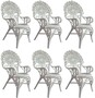Casa Padrino Vintage Stil Hotel Garten Rattan Esszimmer Stuhl 6er Set mit Armlehnen Wei� H. 95 cm