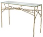 Casa Padrino Luxus Konsolentisch Gold 118 x 34,5 x H. 78,5 cm - Konsole mit Glasplatte - Luxus M�bel 