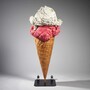 Casa Padrino XXL Deko Eis im H�rnchen mit St�nder Wei� / Pink / Braun / Schwarz H. 175 cm - Eisdielen Dekoration