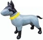 Casa Padrino XXL Deko Figur Hund Grau / Schwarz / Gelb 116 cm - Garten Deko Skulptur 