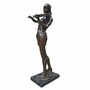Casa Padrino XXL Deko Messing Skulptur Frau mit Geige Bronze / Schwarz H. 180 cm 